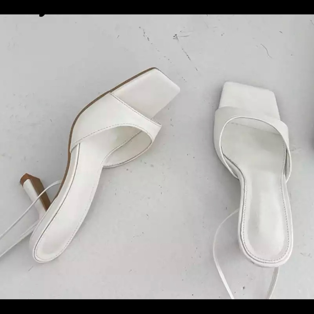 White strappy heels